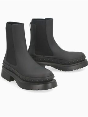 Valentino Garavani Black Matte Leather Chelsea Booties size 44 new